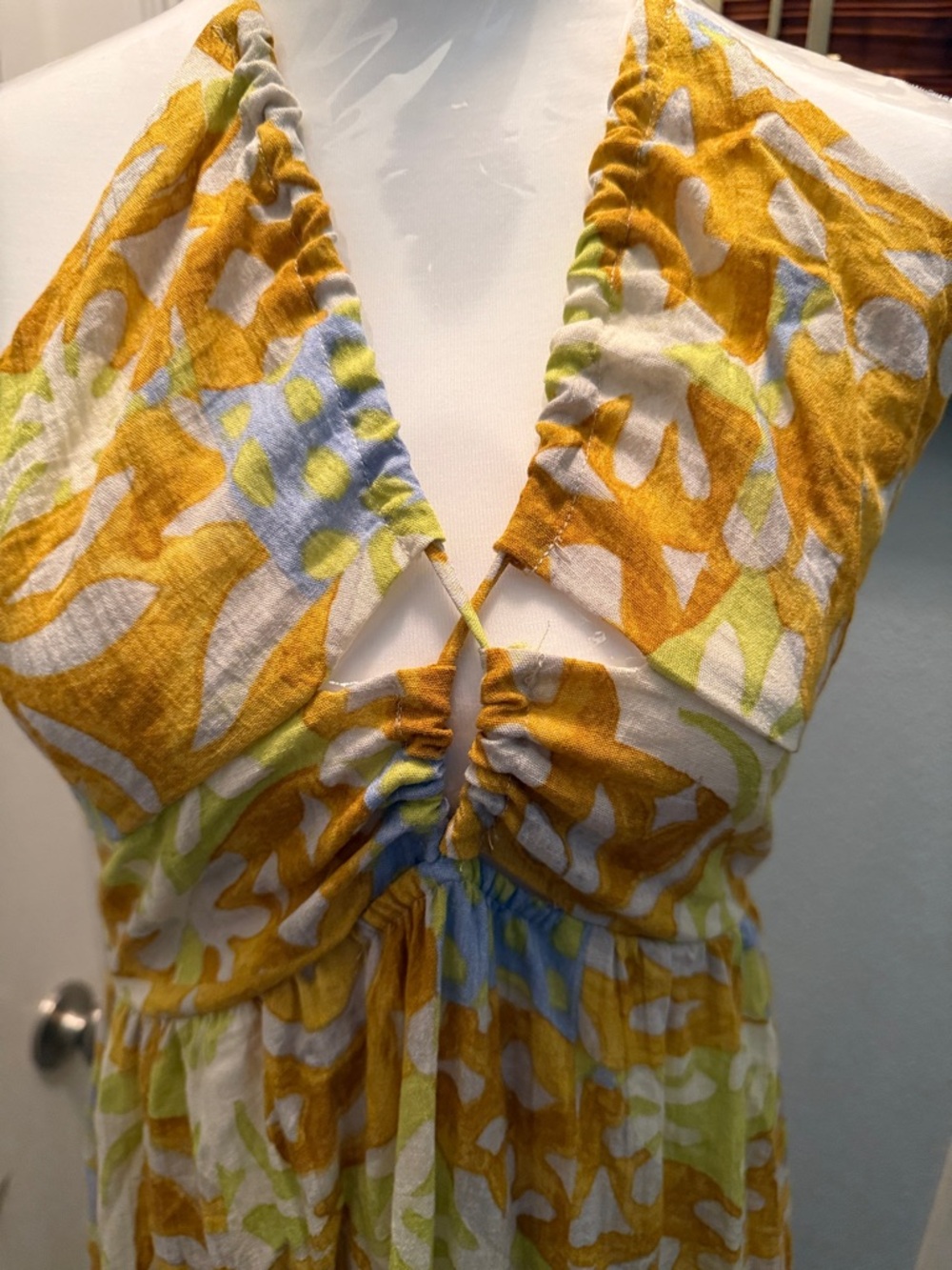 ILLA ILLA Yellow Floral Halter Maxi Dress with Lace Trim - Picture 3 of 9
